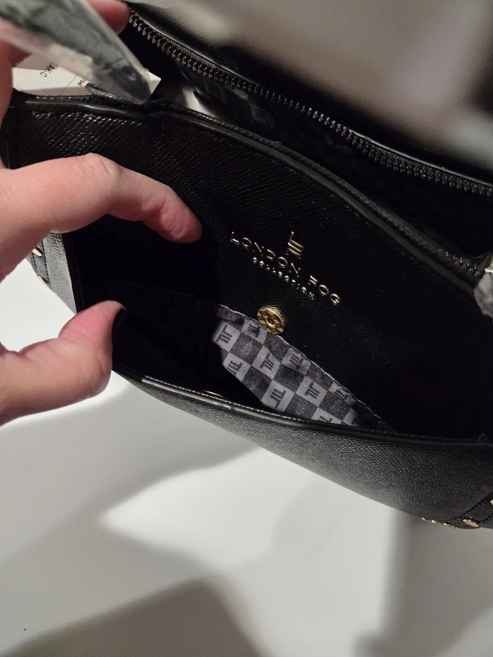 London Fog Black Studded Tote